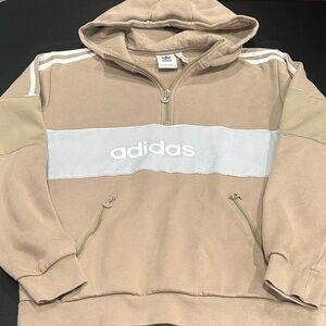Adidas Originals Itasca 20 Half Zip Men's Beige and White Hoodie